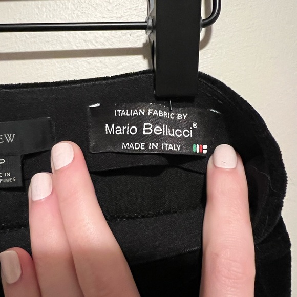 J.Crew Black Italian Stretch Velvet Leggings Mario Bellucci Size MP - Picture 11 of 12